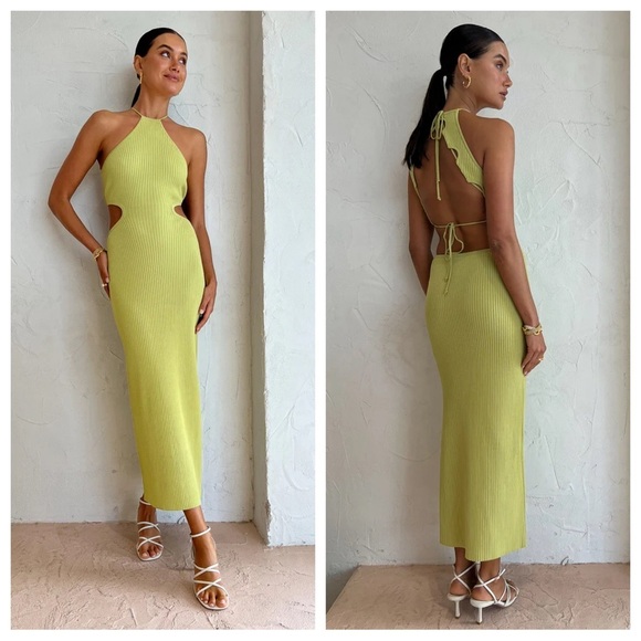 Significant Other Dresses & Skirts - Significant Other Skye Cutout Ribbed Backless Midi Dress In Avocado sz:AU10/US6